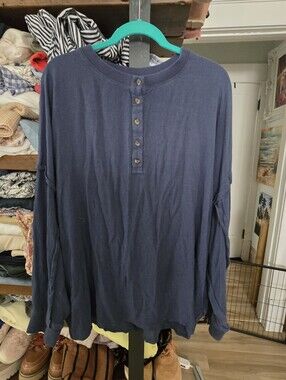 Tribe Kelley Navy Blue Long-Sleeve Henley Shirt